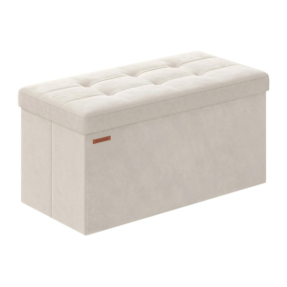 SONGMICS Storage Ottoman Bench, 30 Inches Velvet Foldable Foot Rest