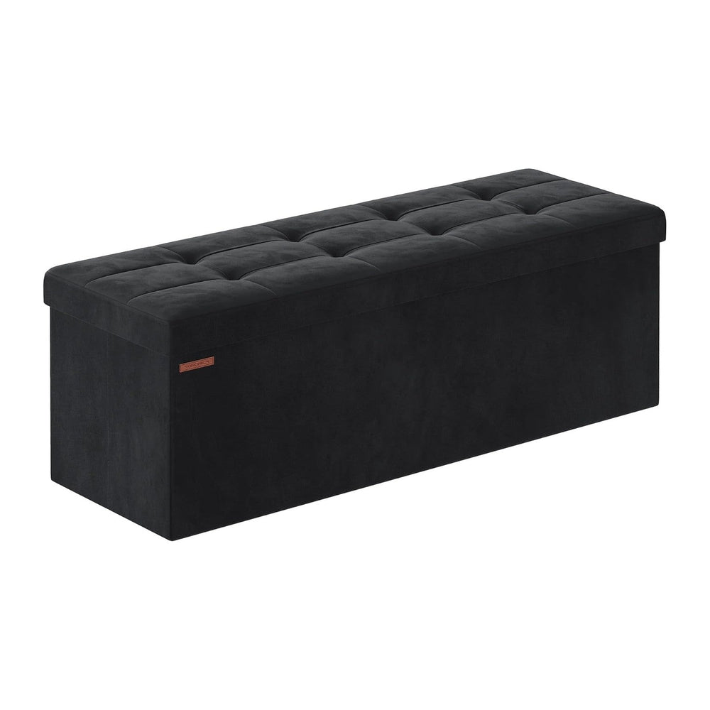 SONGMICS Storage Ottoman Bench, 43.3 Inches Velvet Foldable Foot Rest