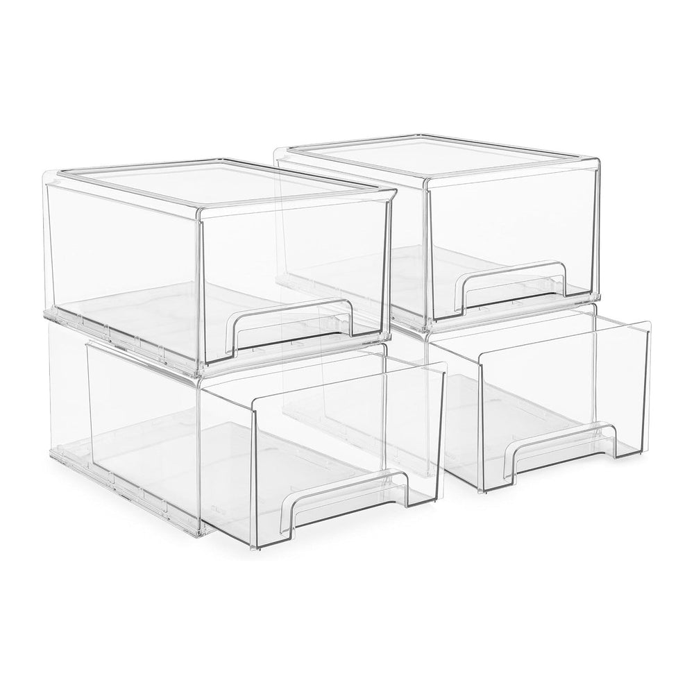 Sorbus Clear Storage Drawers for Refrigerator (Wide + Narrow Deep, 4 Pack)