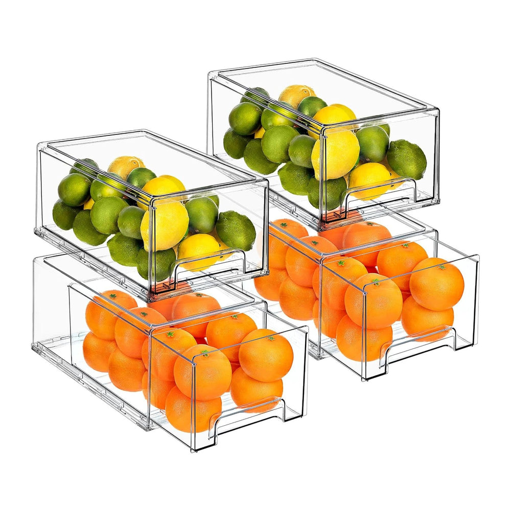 Sorbus Clear Storage Drawers for Refrigerator (Wide + Narrow Deep, 4 Pack)