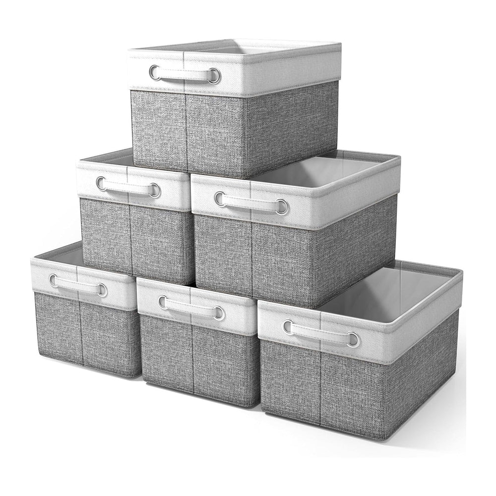Sorbus Storage Baskets for Shelves, Foldable Organizer (Gray White, 6 Pack)