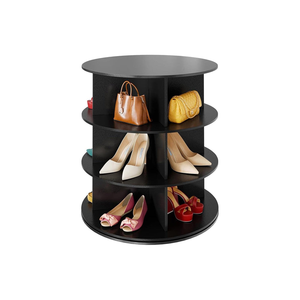 SpaceAid 3 Tier Rotating Shoe Rack Tower, Spinning Shoe Display Lazy Susan, R...