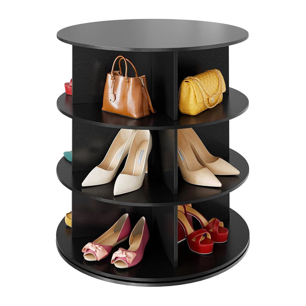SpaceAid 3 Tier Rotating Shoe Rack Tower, Spinning Shoe Display Lazy Susan, R...