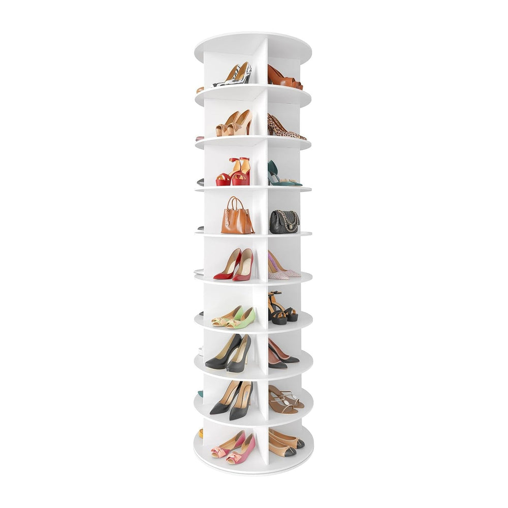 SpaceAid 9 Tier Rotating Shoe Rack Tower, Spinning Shoe Display Lazy Susan, R...