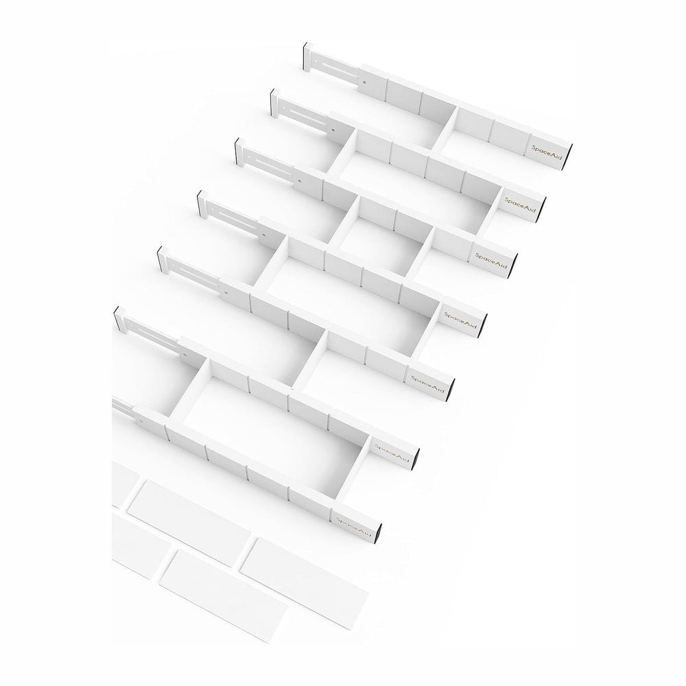SpaceAid Bamboo Drawer Dividers with Inserts and Labels, Kitchen Adjustable D...