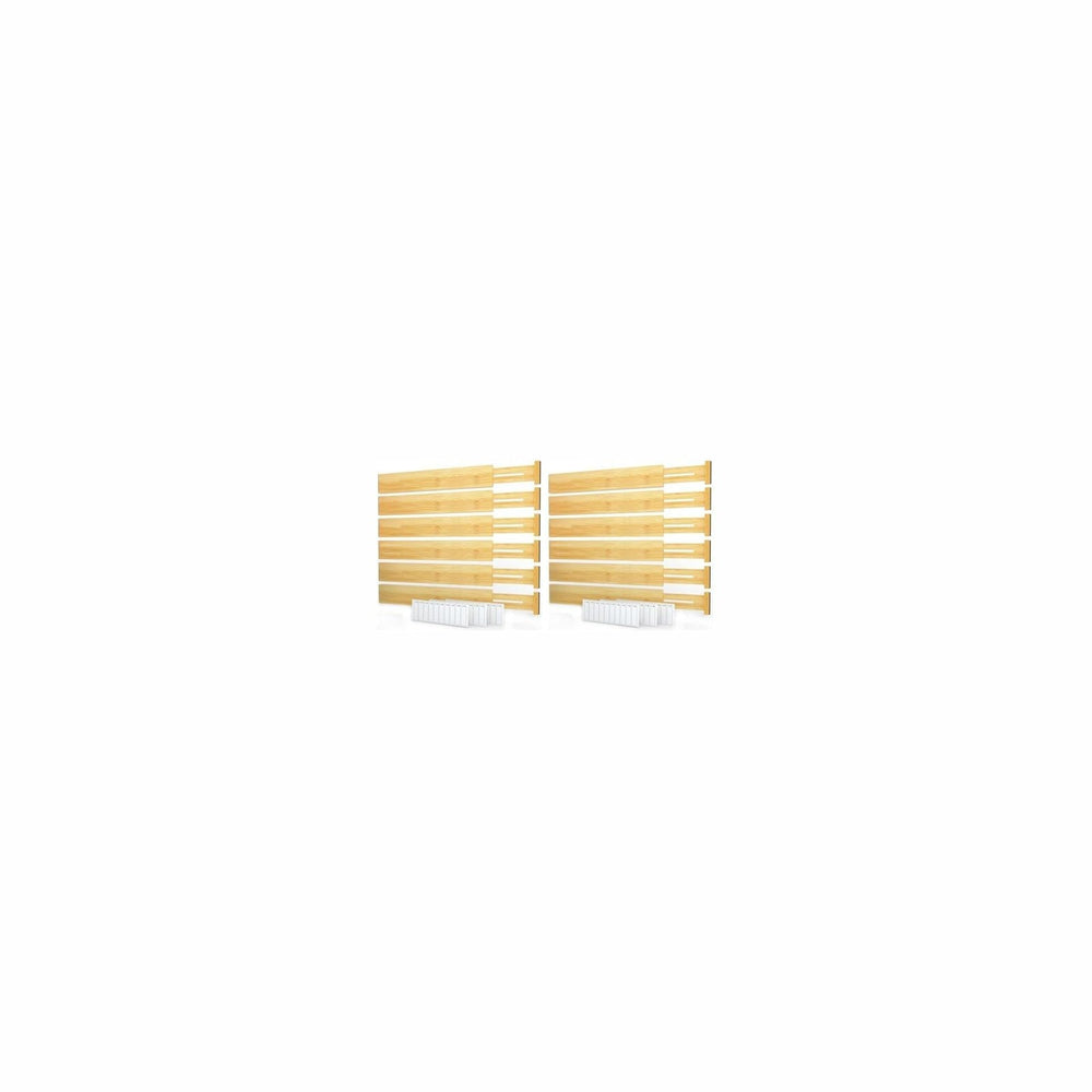 SpaceAid Bamboo Drawer Dividers with Labels, Kitchen Adjustable Drawer Organi...