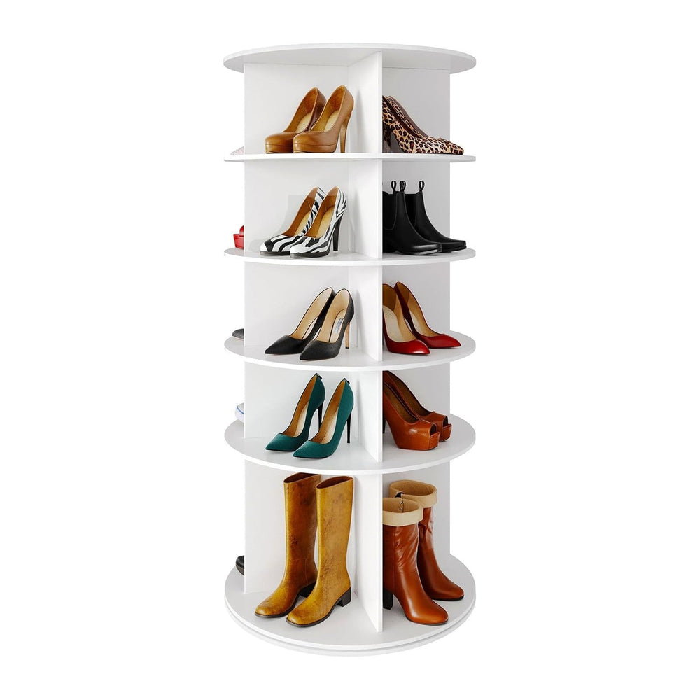 SpaceAid Rotating Shoe Rack 5 Tier Organizer, High Bottom Design Shoe Tower S...