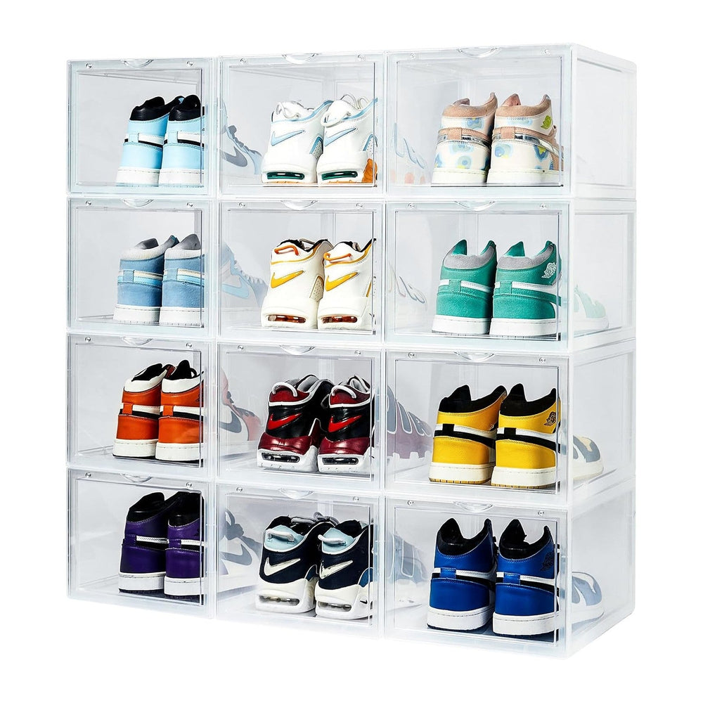 SPACECRAFTERS® Shoe Boxes Clear Plastic Stackable with Magnetic Door, Foldabl...