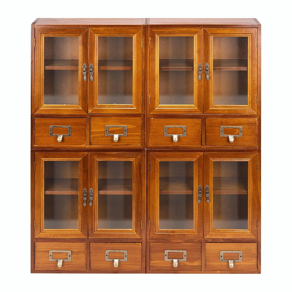 Stackable Modular Set of 4 Mini Cupboards - 8-Drawer Pantry Storage Cabinet -...