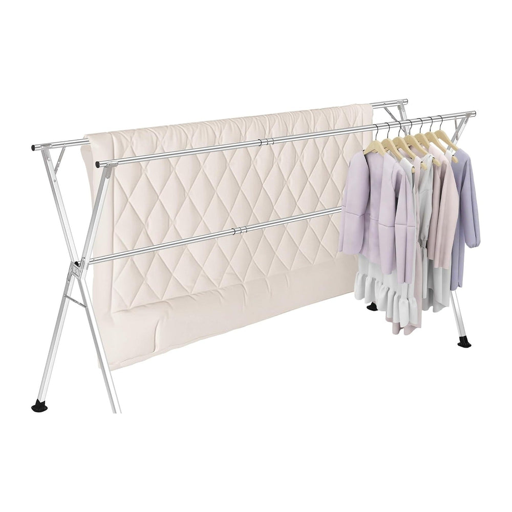 Stainless Steel Clothing Rack, Clothes Drying Rack Foldable, Anti Slip Laundr...