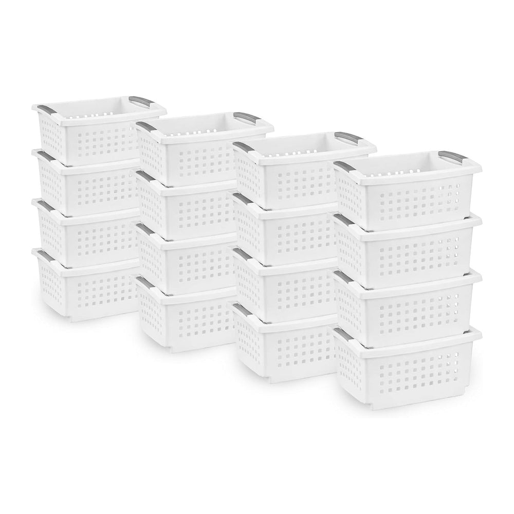 Sterilite 16 Pack Medium Stacking Basket, Open Top Storage Bin with Handles, ...