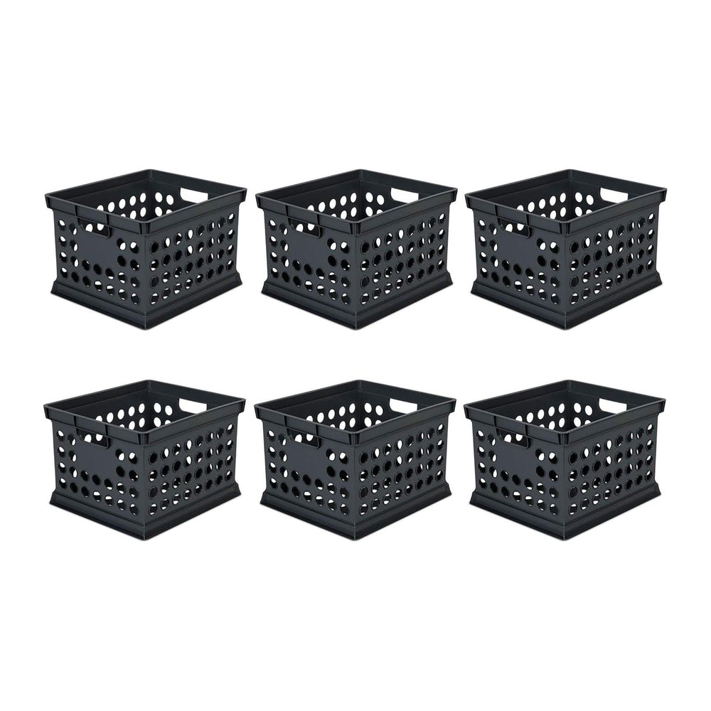 Sterilite Storage Crate Bin File Organizer for Home & Office, Black, 6-Pack