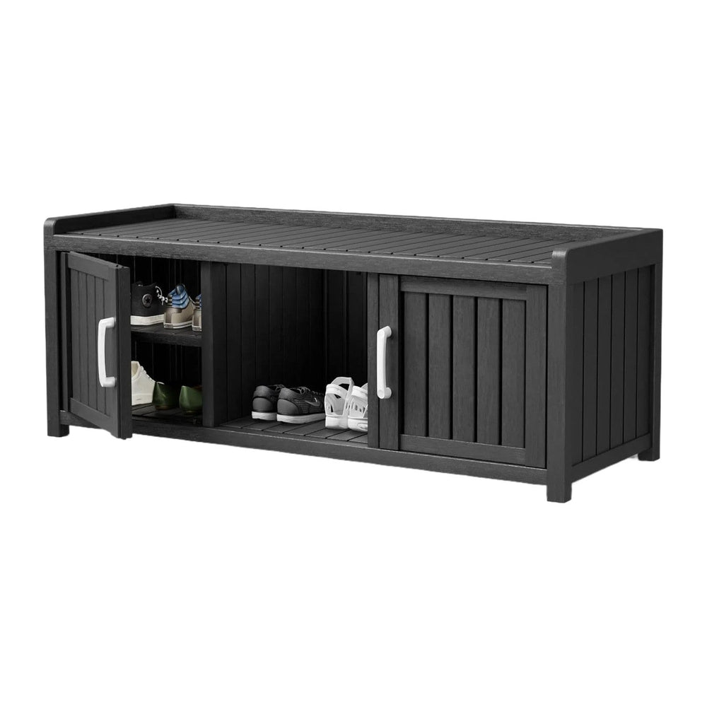 Storage Bench - Waterproof Resin Shoe Bench with Adjustable Shelves - Indoor ...
