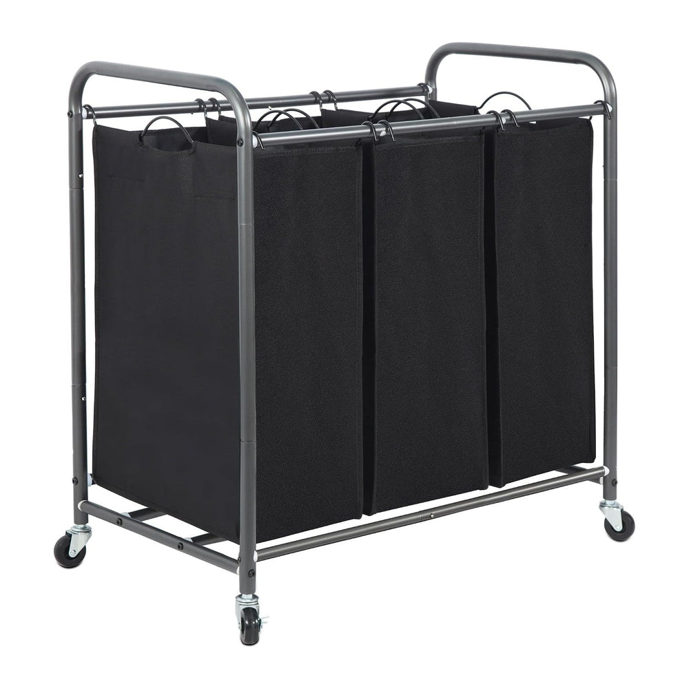 STORAGE MANIAC 3 Section Laundry Sorter, 35.6 Gal (135 L) Laundry Hamper Cart...