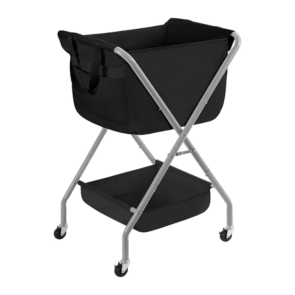 STORAGE MANIAC Collapsible Laundry Cart with Wheels 35.6"H Removable Can...
