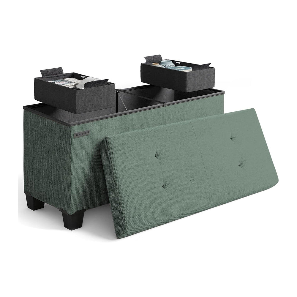 Storage Ottoman Bench with Bins, 30-in Storage Bench for Bedroom End of Bed, ...