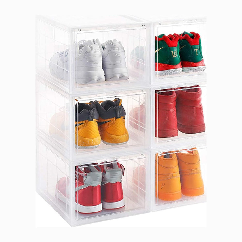 Storage Shoes Box Womens Mens Shoe Storage Display Box Plastic Foldable Stack...