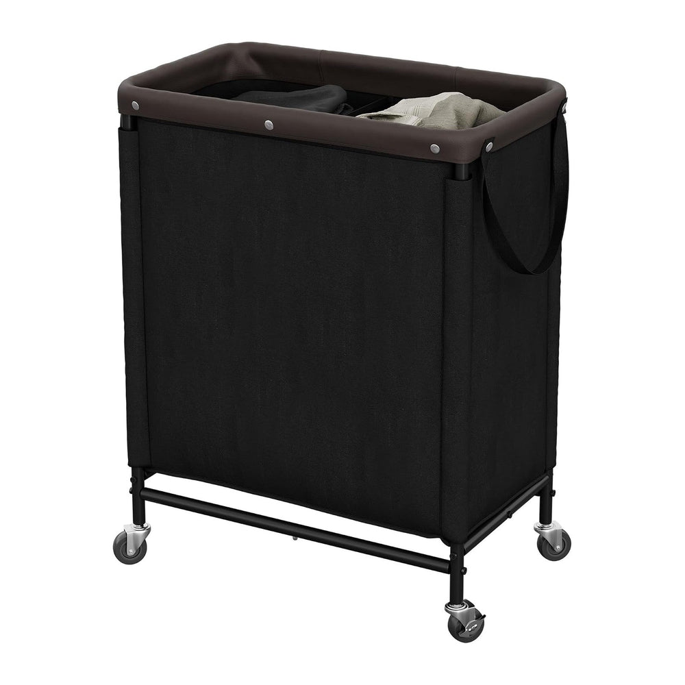StorageWorks 2 Section Laundry Hamper, 100L Black Sorter Cart with Wheels