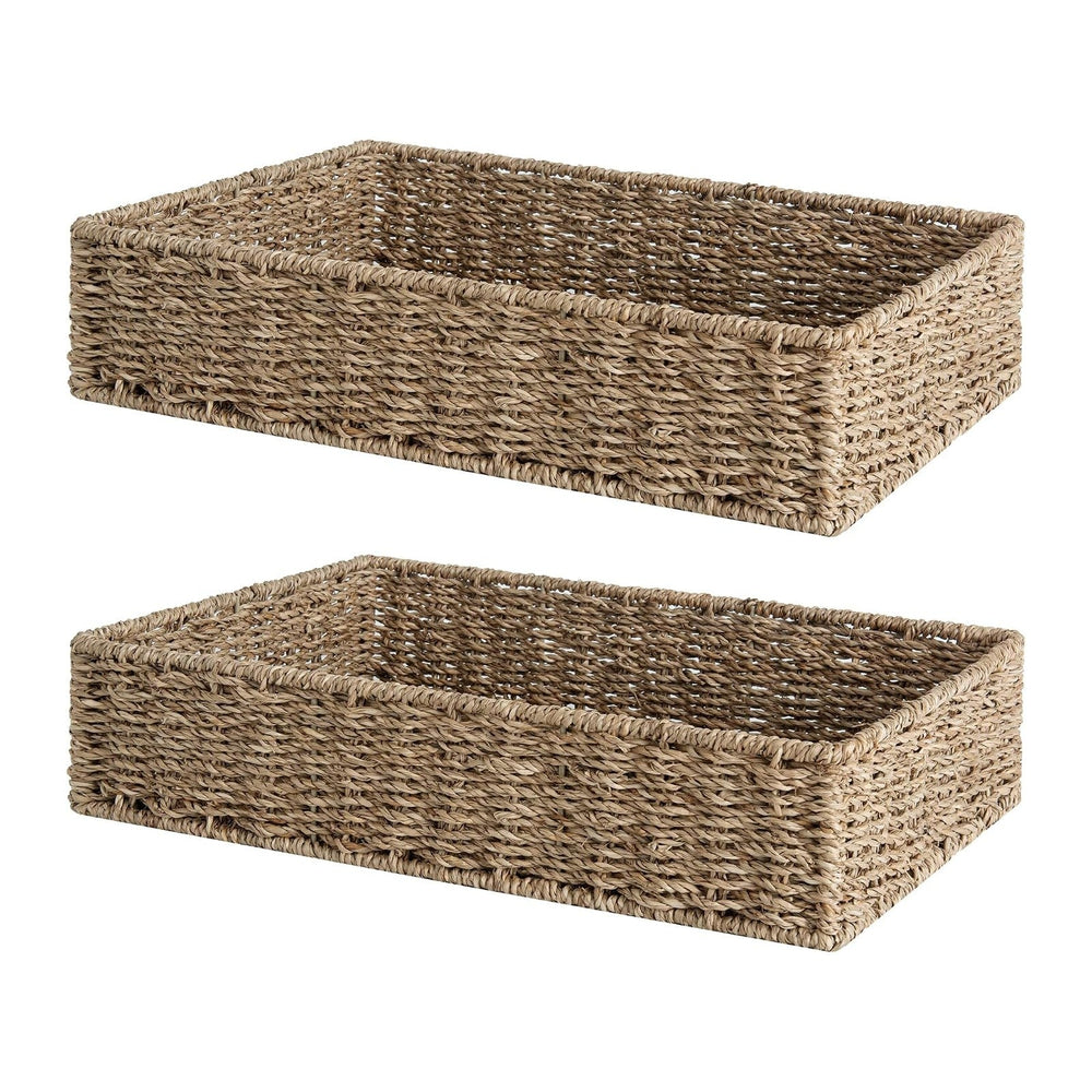 StorageWorks Large Seagrass Tray for Bathroom, Seagrass Storage Baskets for S...