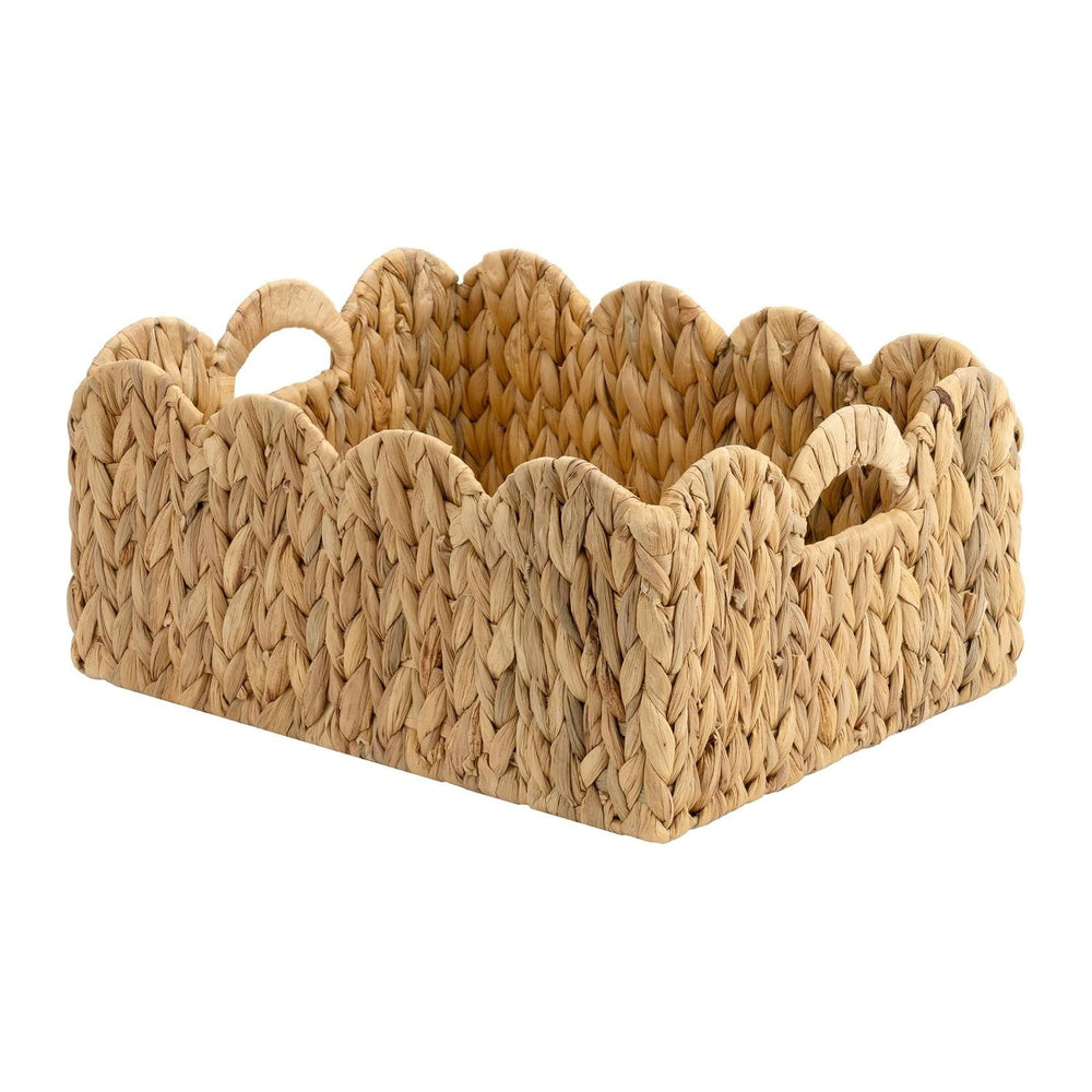 StorageWorks Wicker Baskets, Large Scalloped Baskets, Water Hyacinth