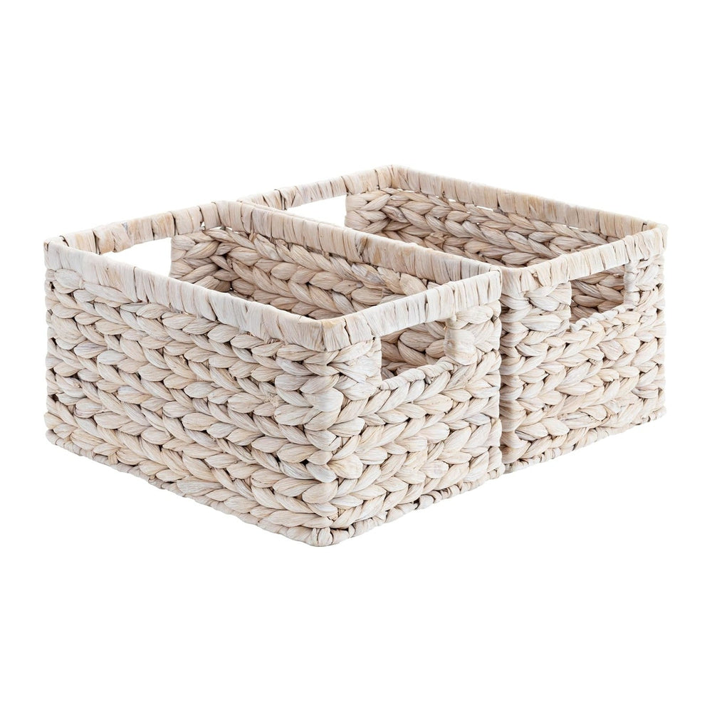 StorageWorks Wicker Storage Baskets for Shelves,White Wicker Baskets,2-Pack