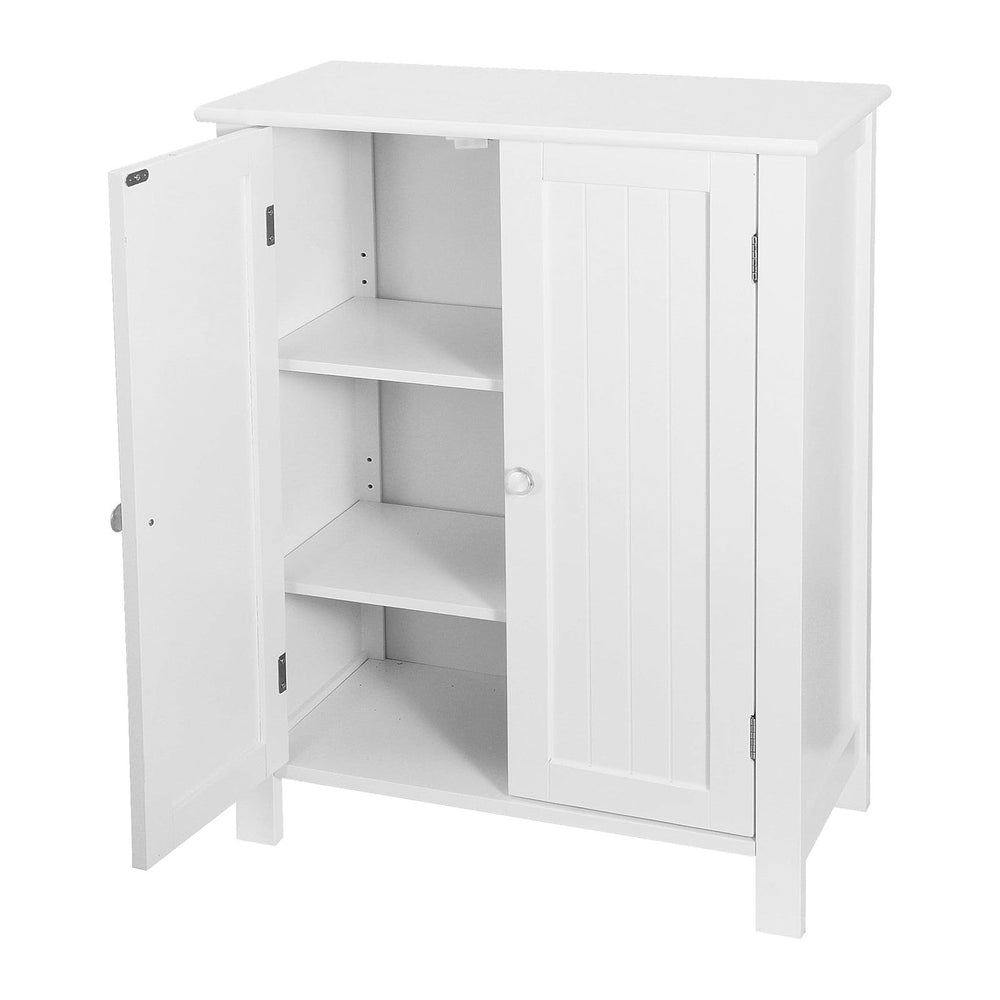 SUPER DEAL Modern Bathroom Floor Storage Cabinet with Adjustable Shelf and Do...