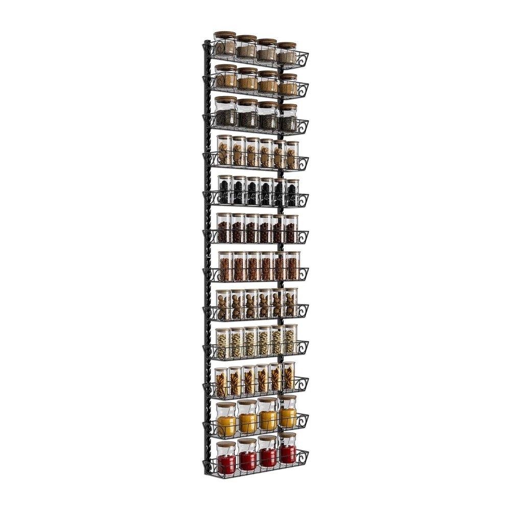 SWOMMOLY Wall Mount Spice Rack Organizer, 12-Tier Adjustable Dual-Use Shelf