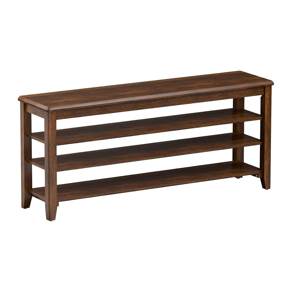 Taitiy Shoe Bench with 3 Tier Adjustable Shelves Rubberwood Entryway 47.2'...
