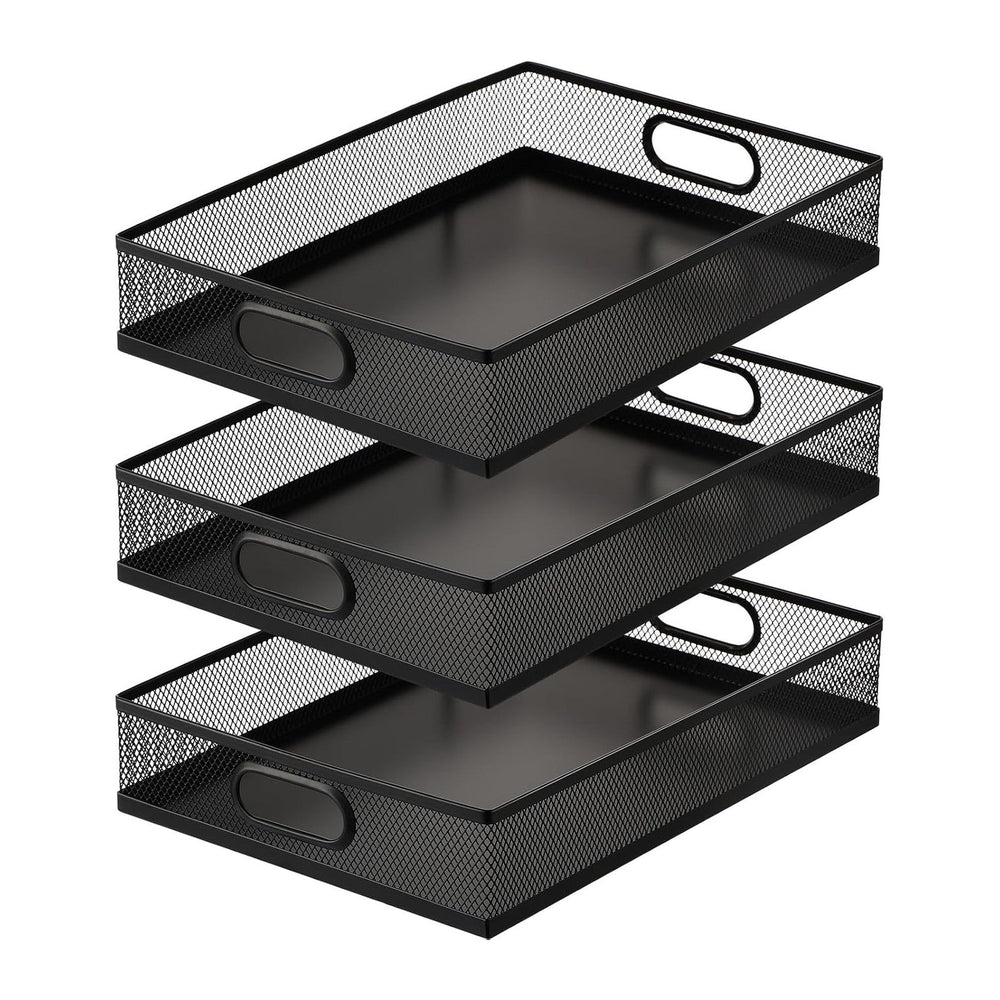 Tandefio 3 Pcs Black Desk Drawer Organizer Bulk Metal Mesh Tray
