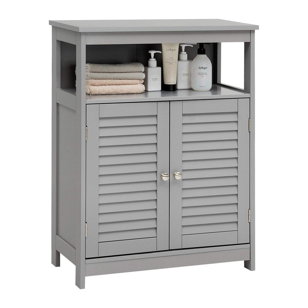 Tangkula Bathroom Floor Cabinet, Wooden Freestanding Storage Cabinet with Dou...