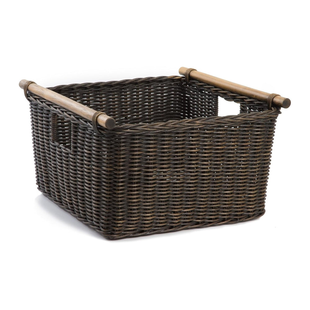 The Basket Lady Deep Pole Handle Wicker Storage Basket, 11.5 in L x 11.5 in W x