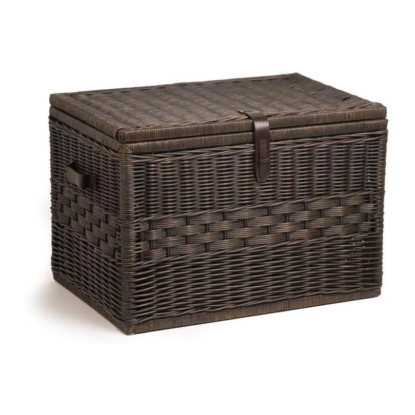 The Basket Lady Deep Wicker Storage Trunk, XL, Walnut Brown