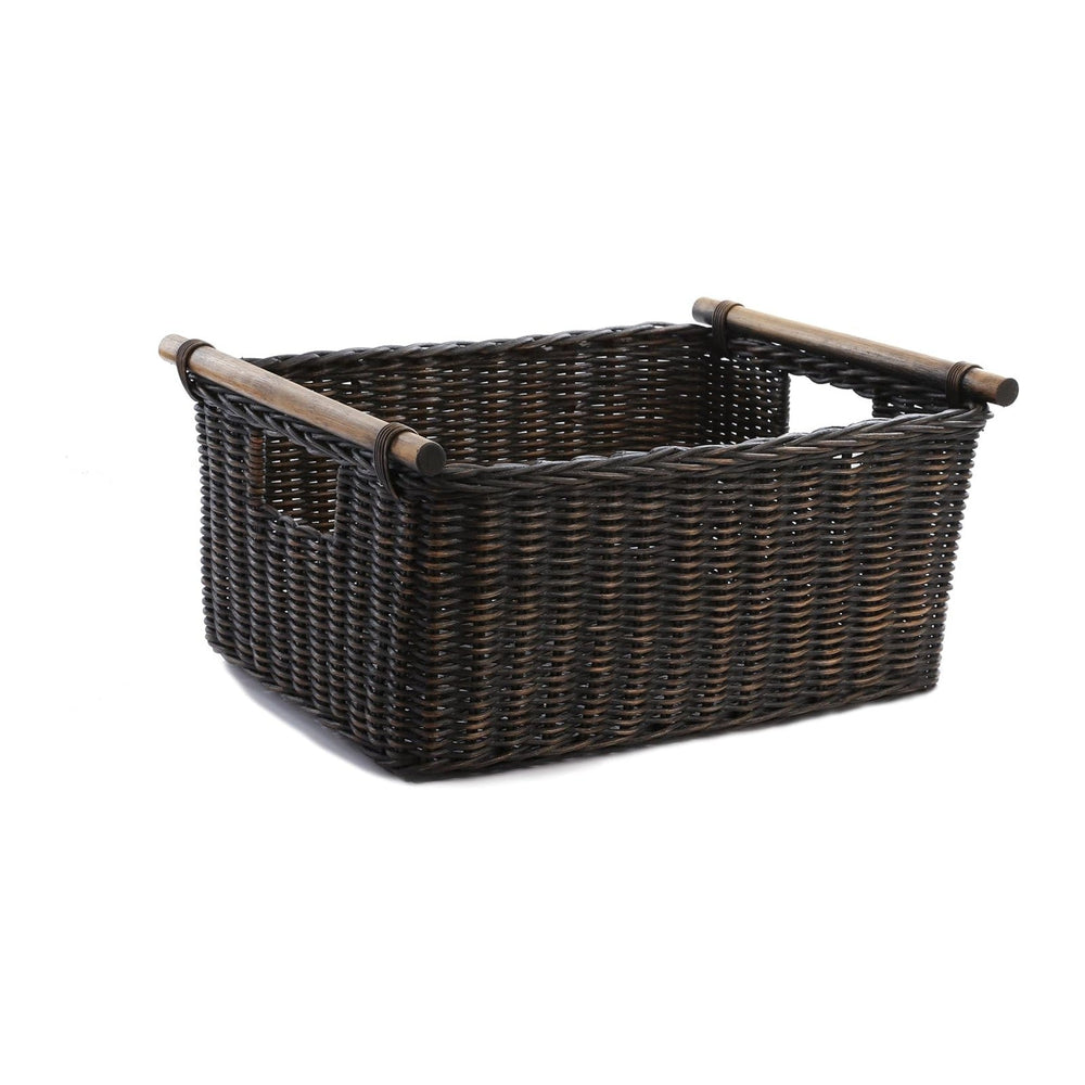 The Basket Lady Pole Handle Wicker Storage Basket, 18 in L x 14.5 in W x 9 in H