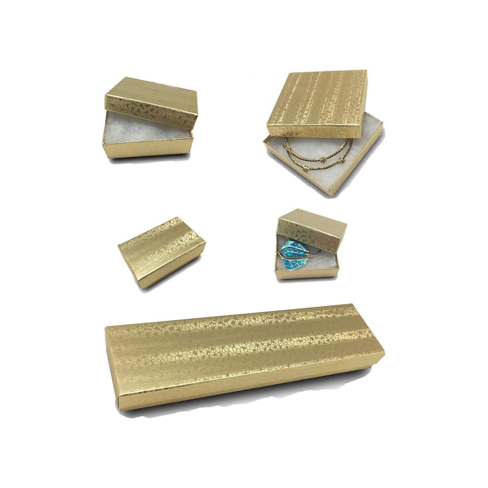 TheDisplayGuys 100 Cardboard Jewelry Gift Boxes with Inserts - Gold Foil
