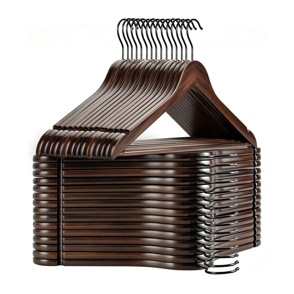 TOPIA HANGER Heavy Duty Wood Coat Hangers in Smooth Retro Finish, Boutique Qu...