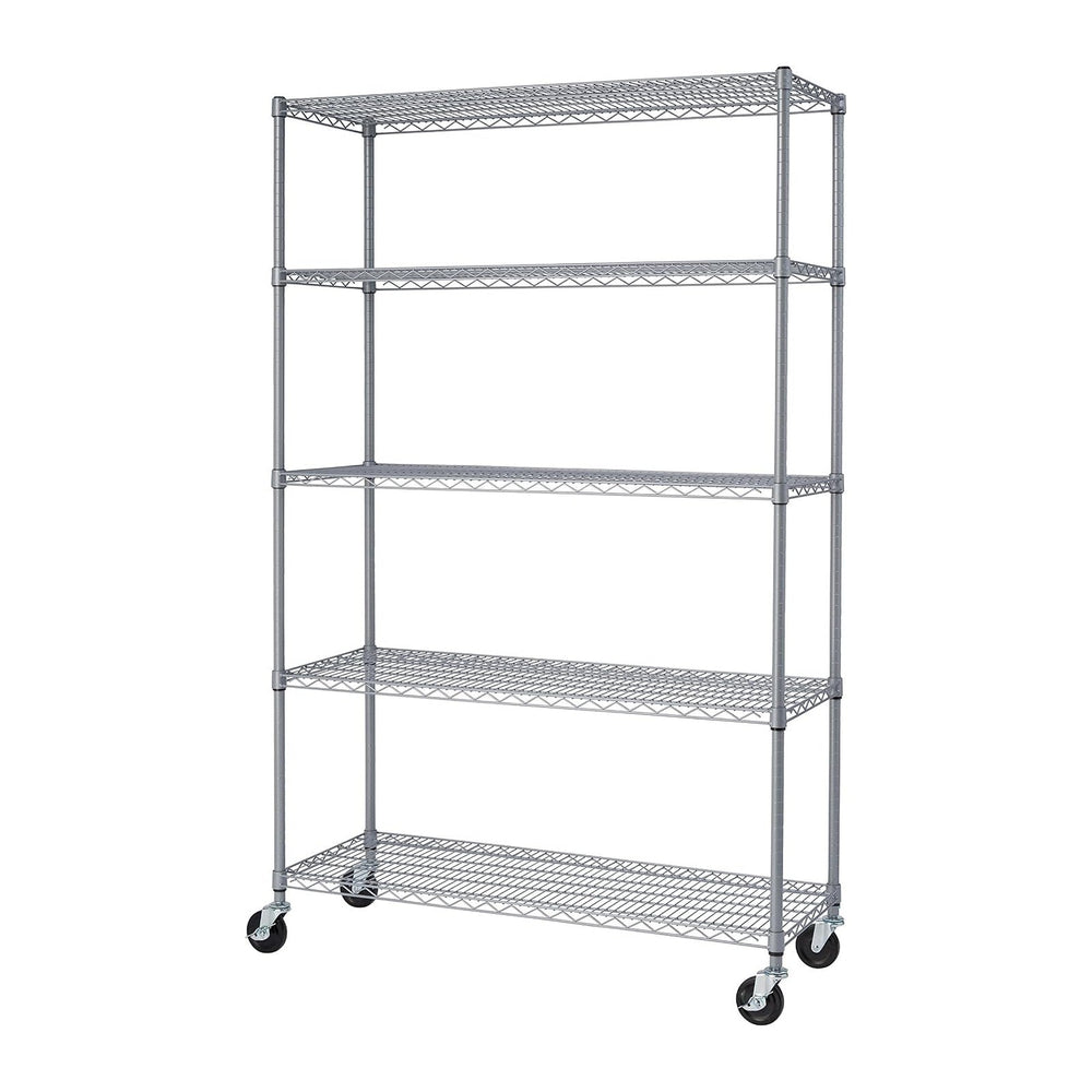 TRINITY EcoStorage Heavy Duty 5-Tier Adjustable Wire Shelving with Wheels for...