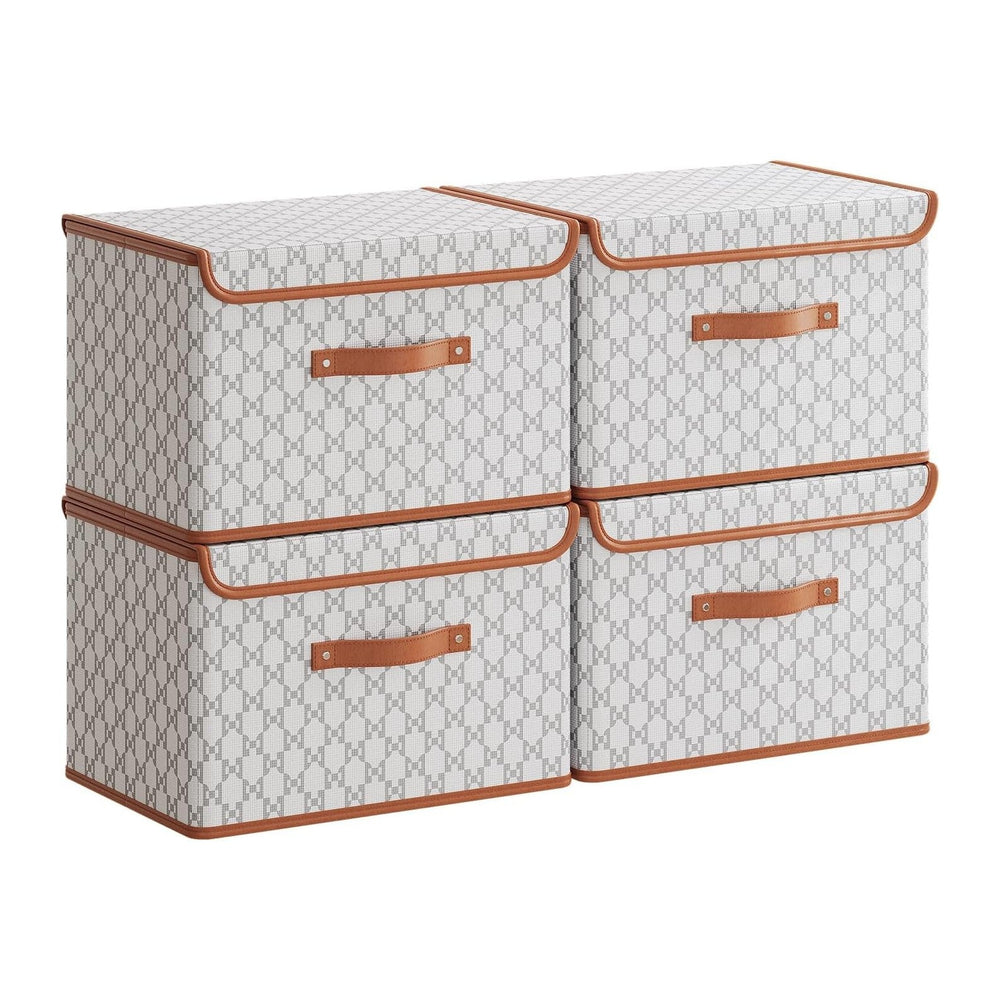 Tuza 4 Pack Fabric Storage Bins with Lids, Collapsible Closet Organizer Conta...