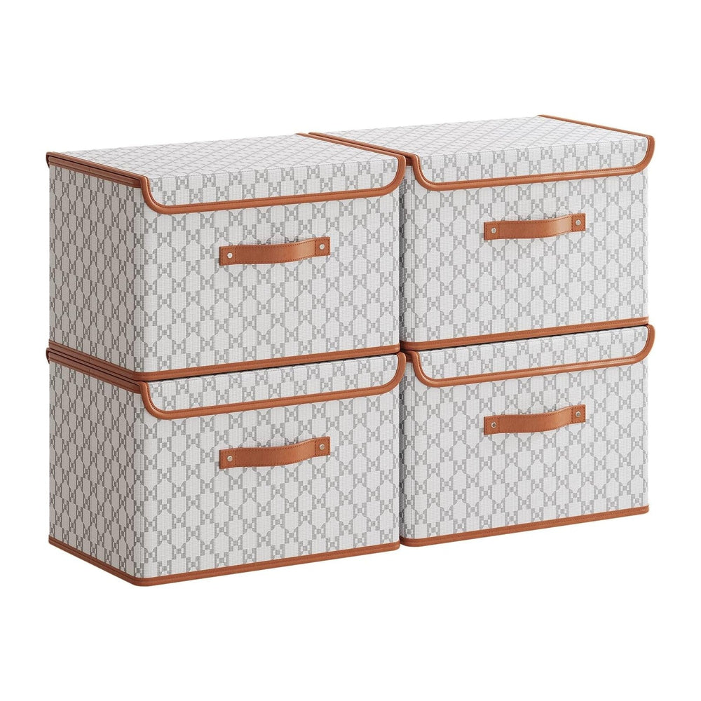 Tuza 4 Pack Fabric Storage Bins with Lids, Collapsible Closet Organizer Conta...