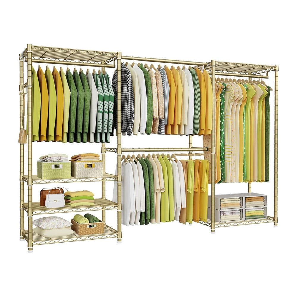 Ulif E1 Heavy Duty Closet Garment Rack, 6 Tiers Adjustable Clothing Storage