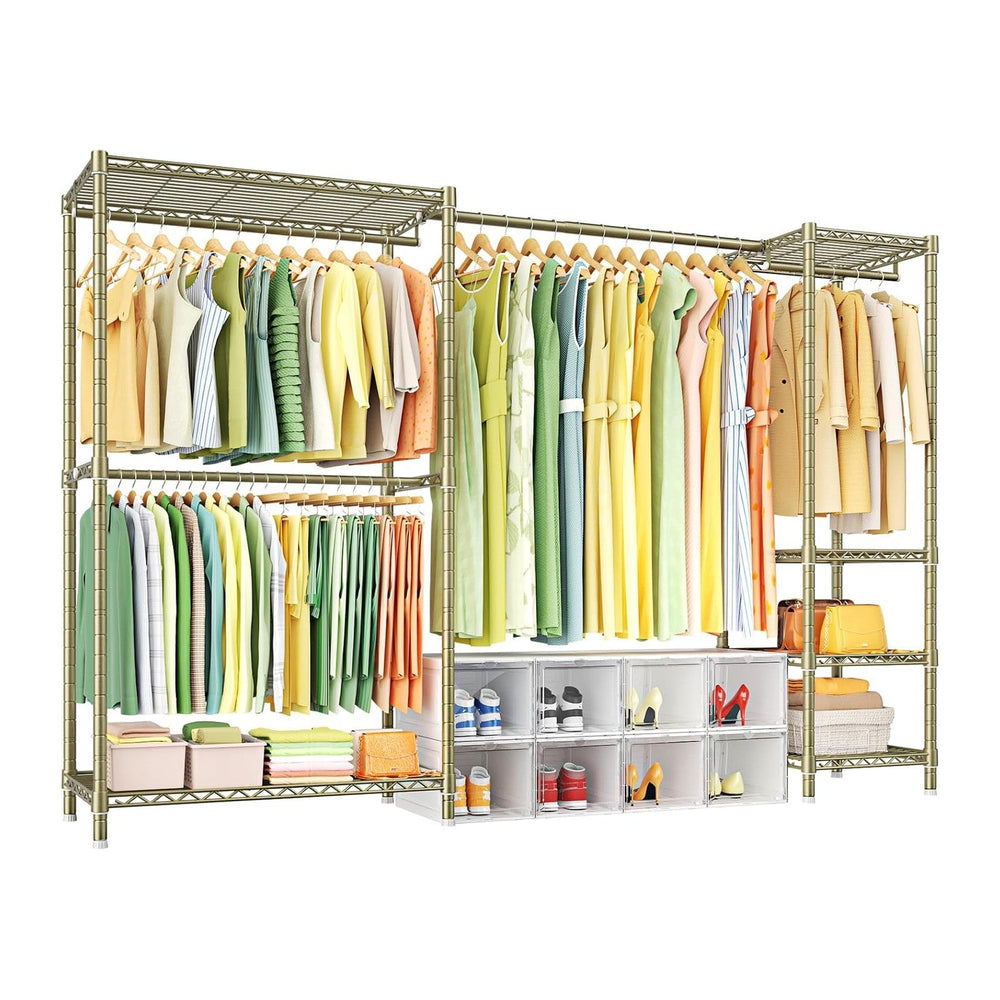 Ulif E10 Clothes Rack（With Stretchable Hanger Rod）Freestanding Clothing Racks...