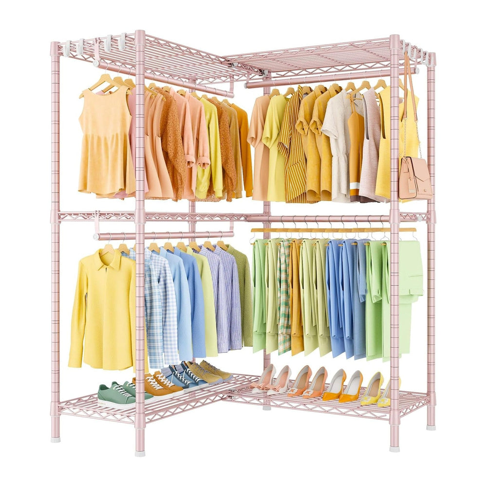 ULIFHOME E15 Garment Rack L Shaped Clothes Rack for Corner，Freestanding Cloth...