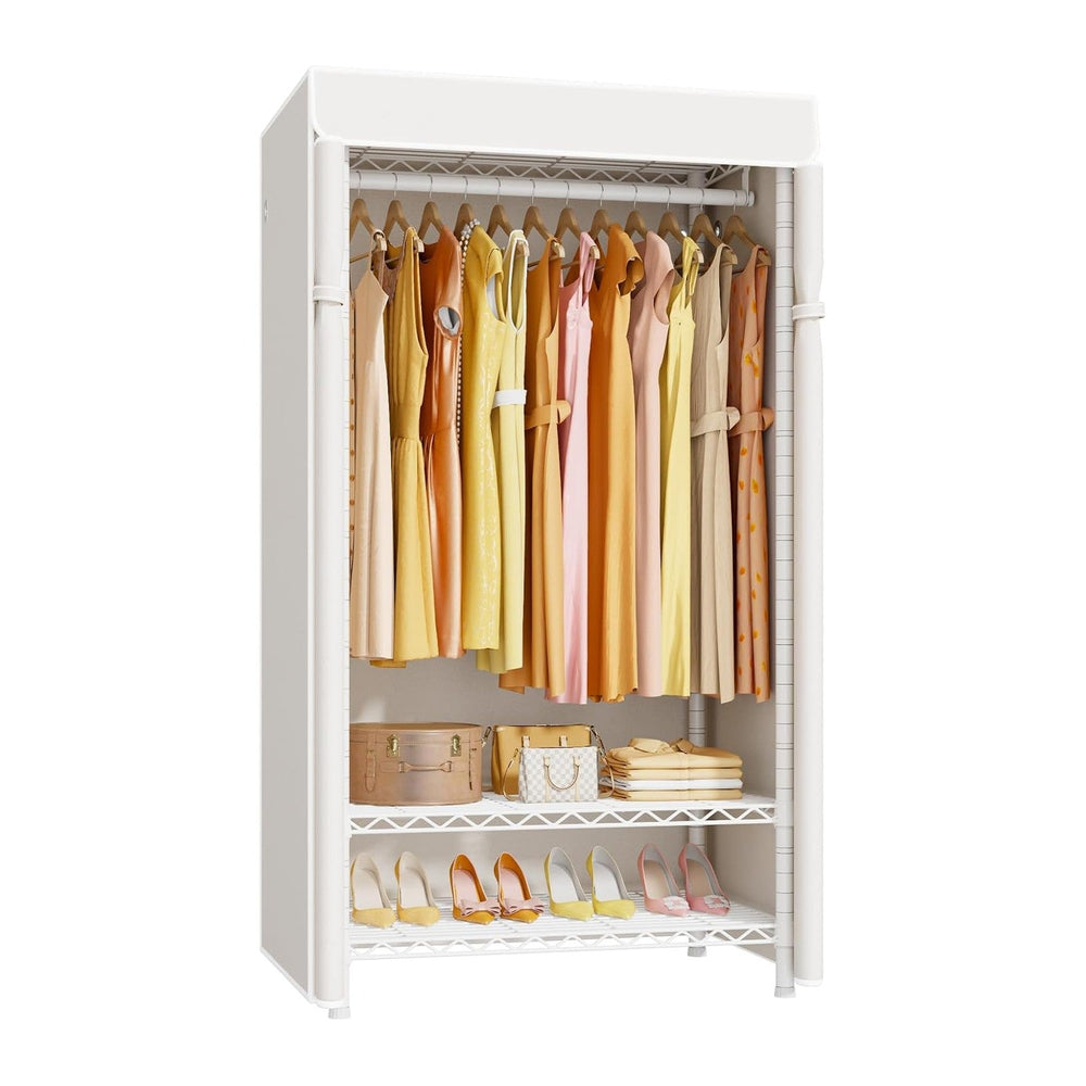 ULIFHOME H5C Clothes Rack with Cover, Covered Clothing Rack Heavy Duty