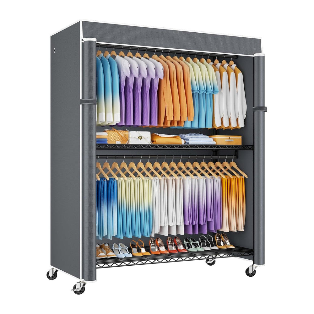 ULIFHOME P8C Max Heavy Duty Clothes Rack（With Extended Width Design） Rolling ...