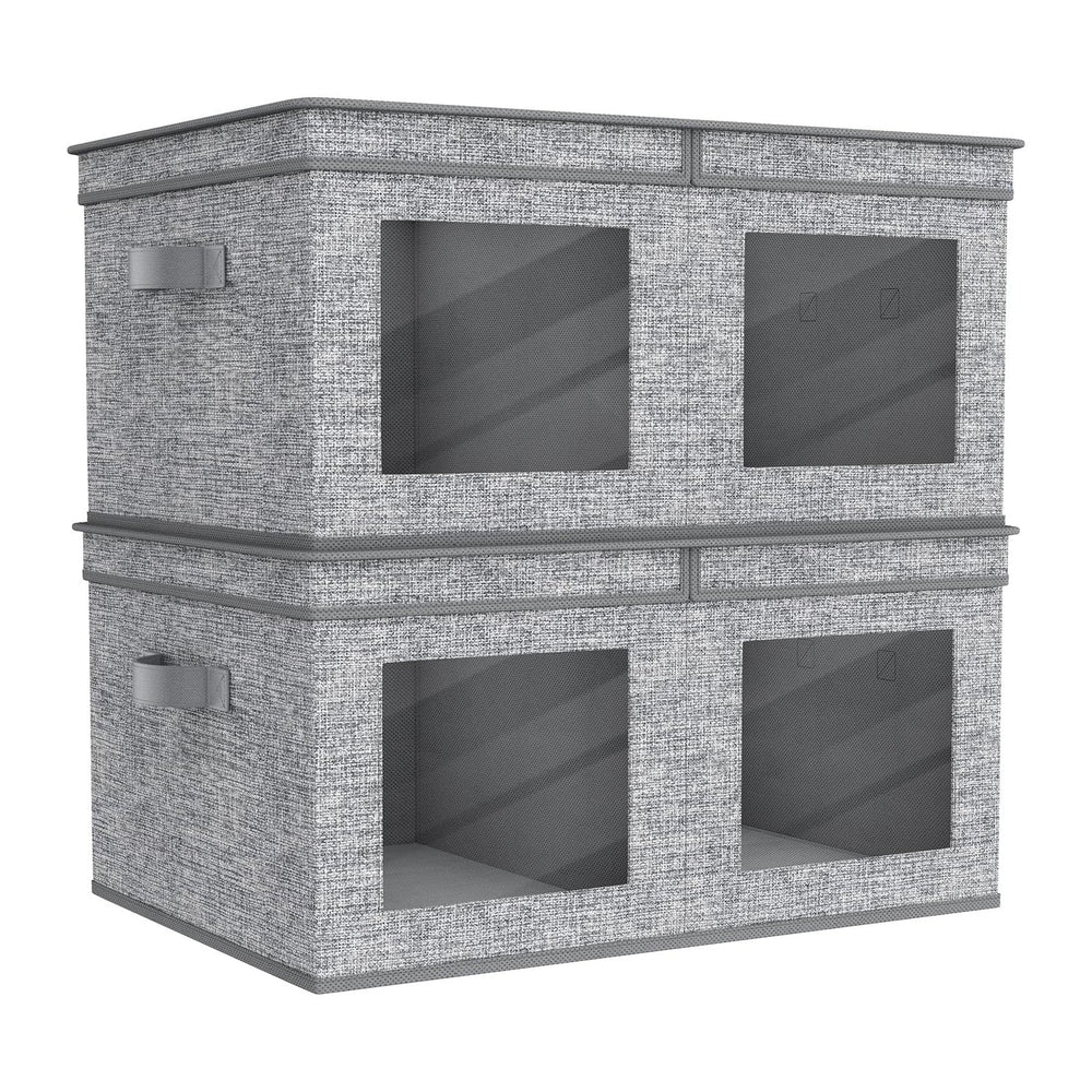 Univivi Large Fabric Storage Bins with Lids for Clothes 2 Pack, Grey
