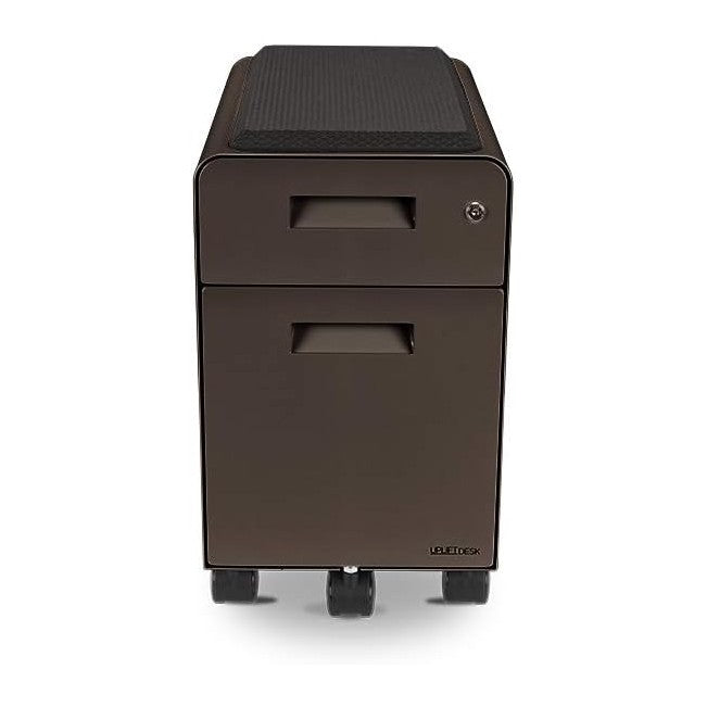UPLIFT DESK Narrow 2-Drawer File Cabinet with Seat, Rolling (Industrial Style)