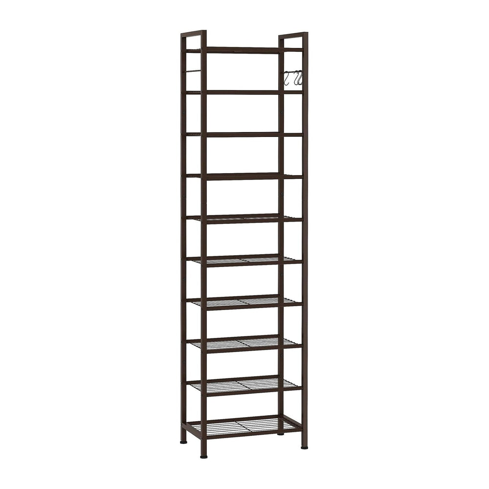 usikey 10 Tiers Narrow Shoe Rack 20-30 Pairs, Sturdy Metal Tall Shoe Rack She...