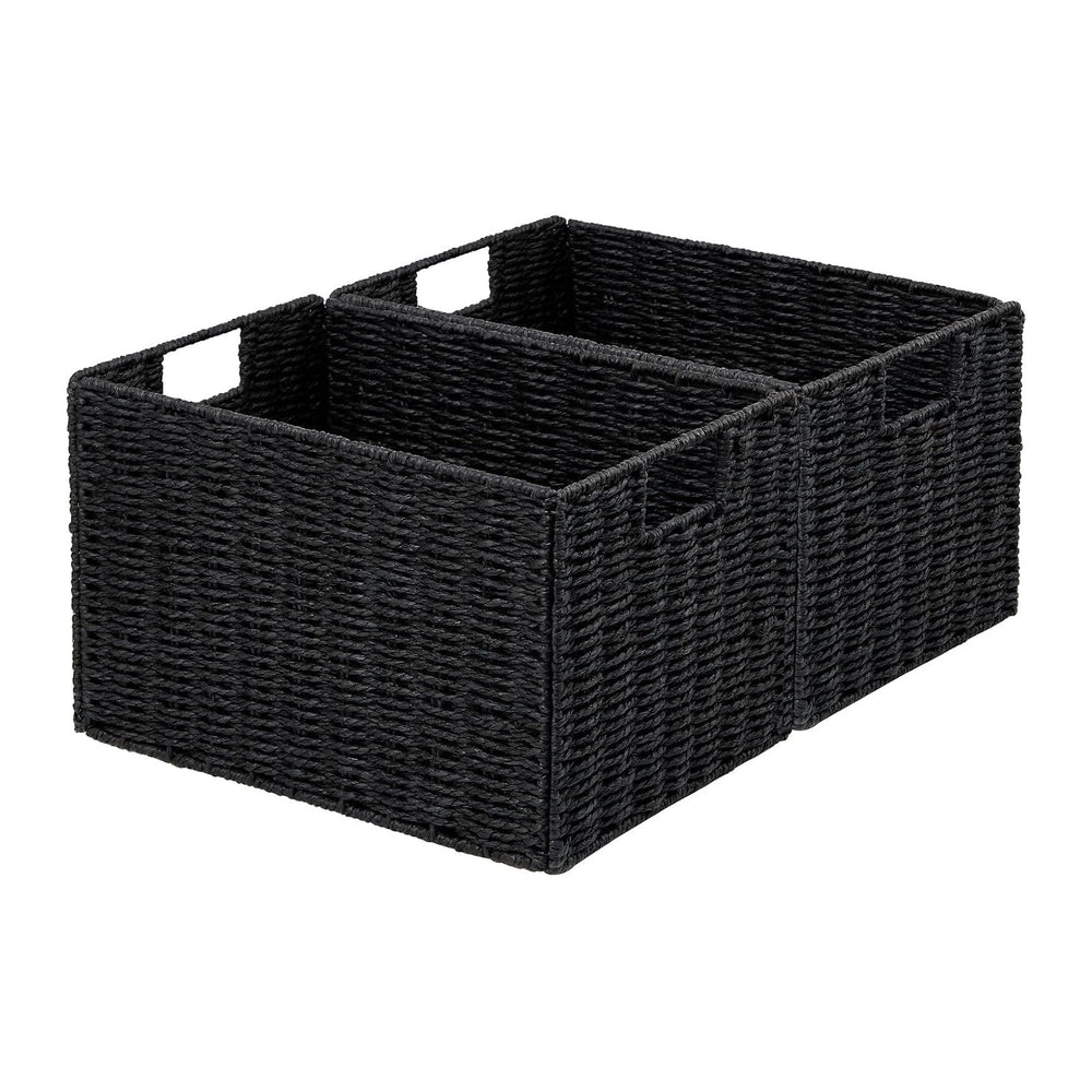 Vagusicc Wicker Storage Basket, Set of 2 Hand-Woven Paper Rope Wicker Basket,...