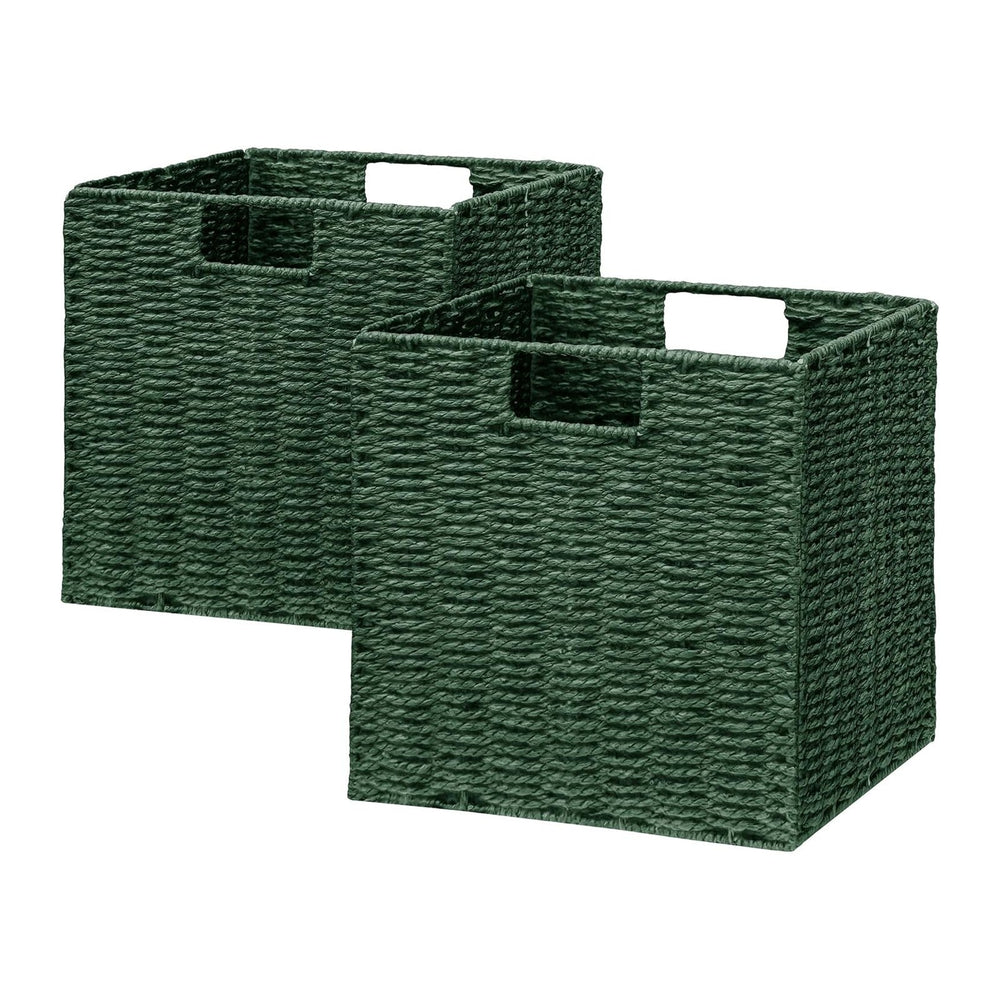 Vagusicc Wicker Storage Basket, Set of 2 Hand-Woven Paper Rope Wicker Baskets...