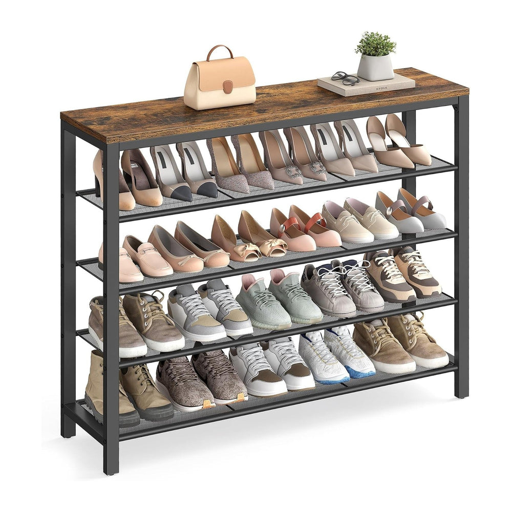 VASAGLE 5-Tier Shoe Rack, 16-20 Pairs, Metal Mesh