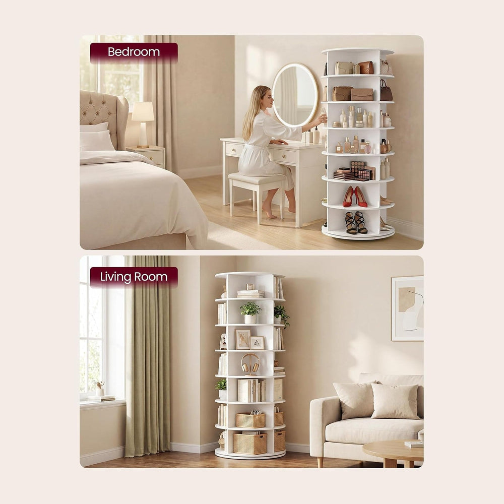 VASAGLE 7-Tier Rotating Shoe Rack Tower, Free Standing